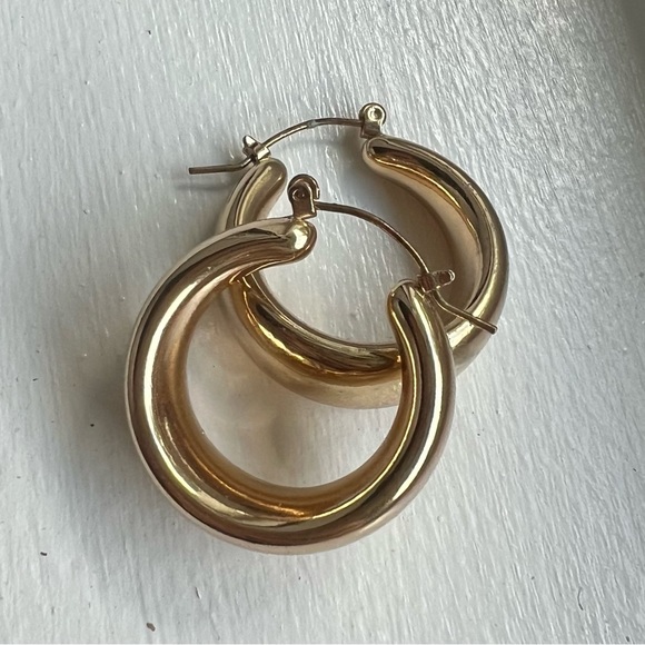 Large Gold Hoop Earrings - Picture 2 of 2